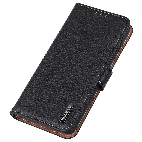 KHAZNEH RFID puzdro pre OnePlus 12R, Litchi Texture, čierne