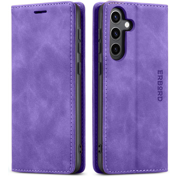 Puzdro pre Samsung Galaxy A16, ERBORD Vintage, peňaženka s chlopňou, fialové