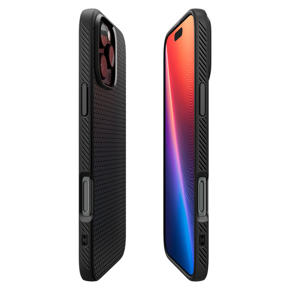 Puzdro Spigen pre iPhone 16 Pro Max, Liquid Air, čierne + tvrdené sklo 9H