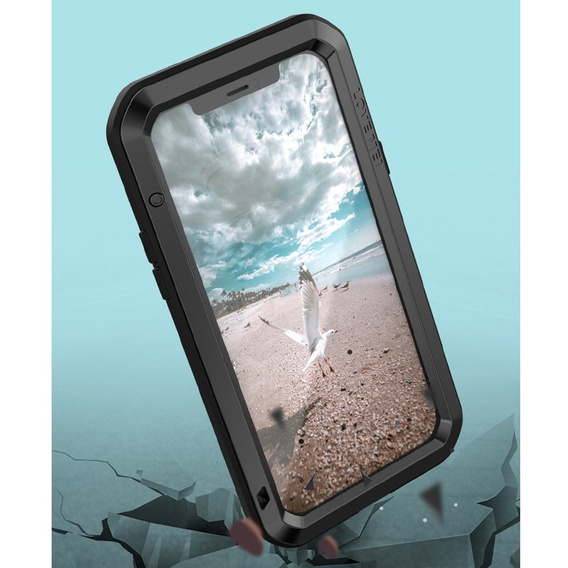 Love Mei Obal na mobil pre iPhone 12 Pro, armored with glass, čierne