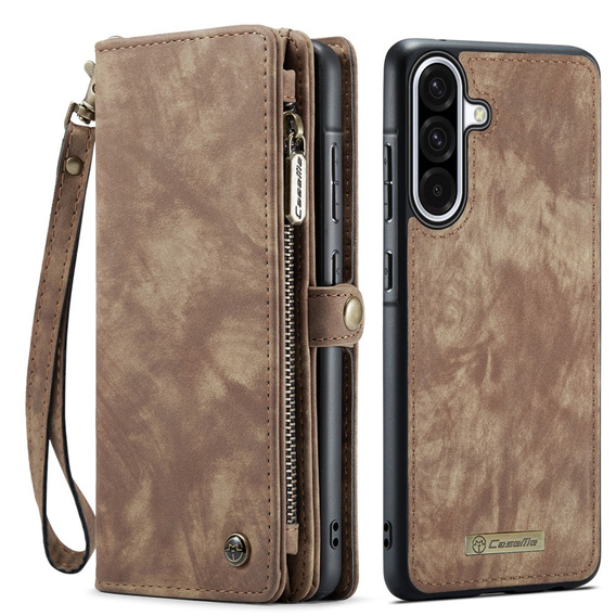 CASEME puzdro pre Samsung Galaxy A56 5G, Retro Leather Wallet, s remienkom, hnedé