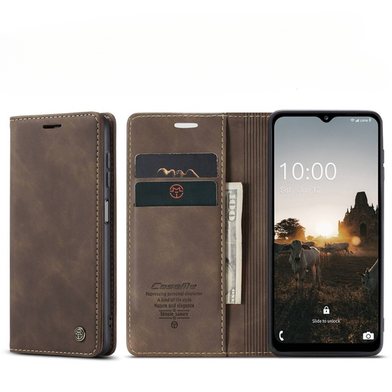 CASEME puzdro pre Samsung Galaxy M33 5G, Leather Wallet Case, hnedé