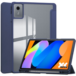 Puzdro pre Lenovo Idea Tab 11" 2025 TB336FU TB336ZU, s priehľadnou zadnou stranou a držiakom stylusu, tmavomodré
