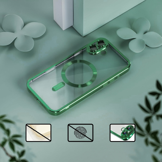 Puzdro pre iPhone 16, Electro MagSafe, zelený + sklo na displej