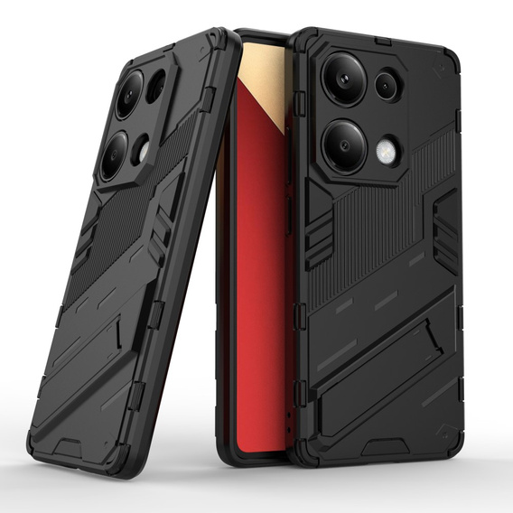 Puzdro pre Xiaomi Redmi Note 13 Pro 4G / Xiaomi Redmi Note 14S / Xiaomi Poco M6 Pro 4G, Military kickstand, čierne