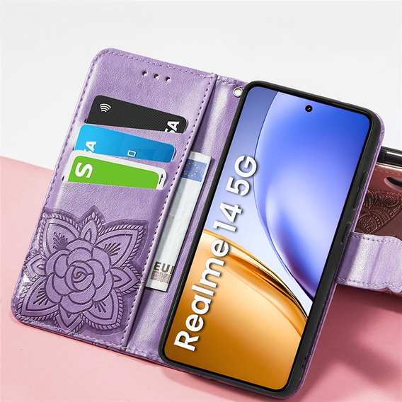 Klapkové puzdro pre Realme 14 5G / Realme 14T 5G, Butterfly, fialové