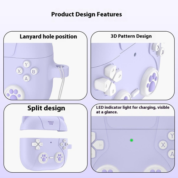 Silikónové puzdro s motívom mačacej labky s krúžkom na kľúče pre Apple AirPods Pro 3