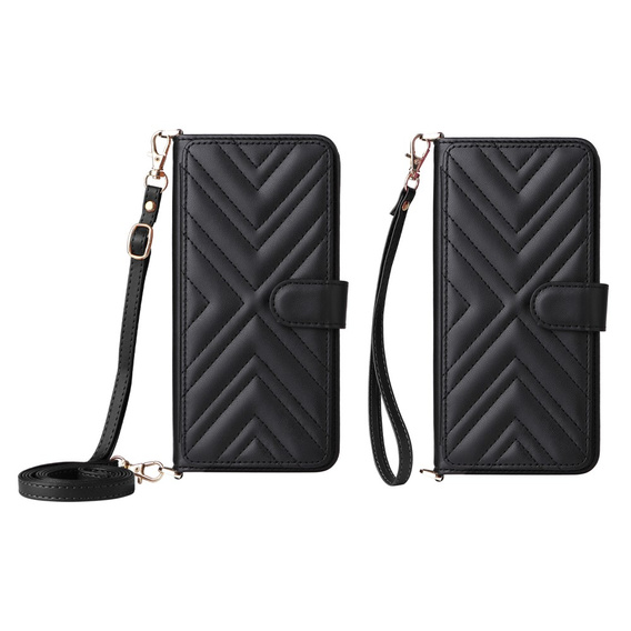 Puzdro s chlopňou pre Xiaomi Poco M7 Pro 5G, Crossbody Leather Wallet, čierne