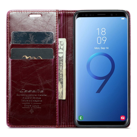 CASEME flipové puzdro pre Samsung Galaxy S9+ Plus, Waxy Textured, červené