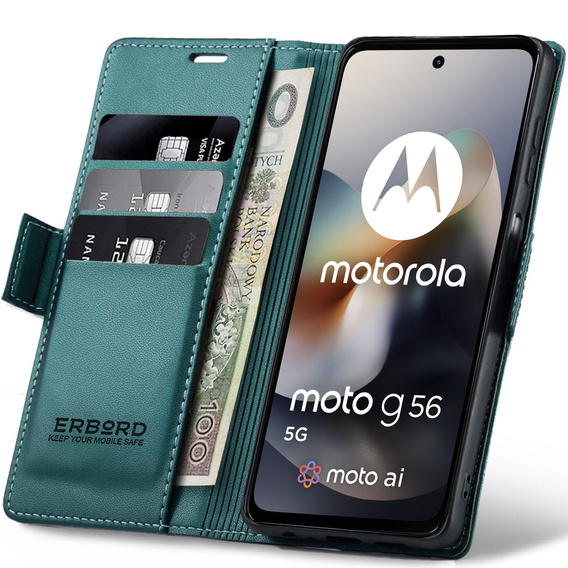 ERBORD Lesklá peňaženka Litchi s chlopňou pre Motorola Moto G56 5G
