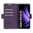 Puzdro pre Oppo Reno 13, ERBORD Glossy Litchi, flipová peňaženka, fialové
