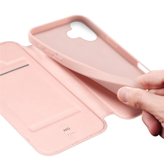 Puzdro Dux Ducis pre iPhone 17, Skin Pro, s chlopňou, s otvorom na kartu, ružové