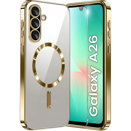 Puzdro pre Samsung Galaxy A26, Electro MagSafe, zlaté + sklo na displej