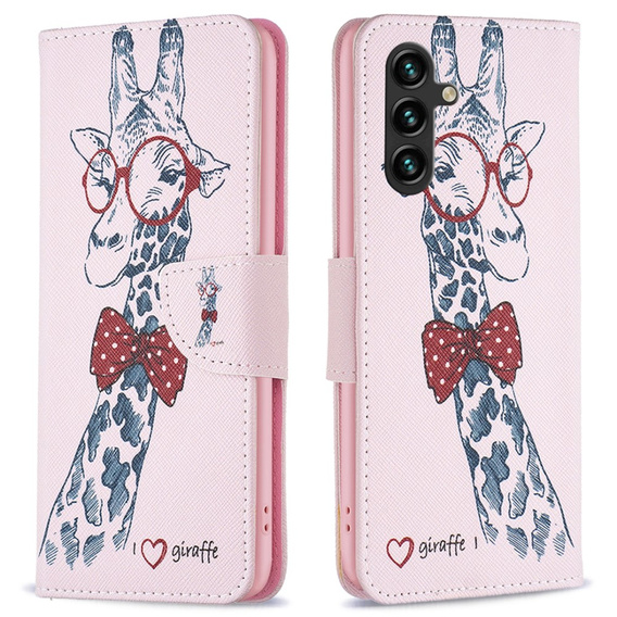 Klapkové puzdro pre Samsung Galaxy A05s, Wallet, giraffe, ružové