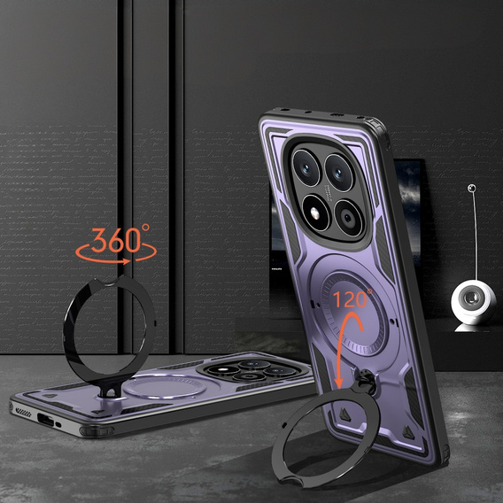 Puzdro pre Xiaomi Redmi Note 14 Pro 5G /  Poco X7 5G, Military MagSafe, fialové + sklo 9H