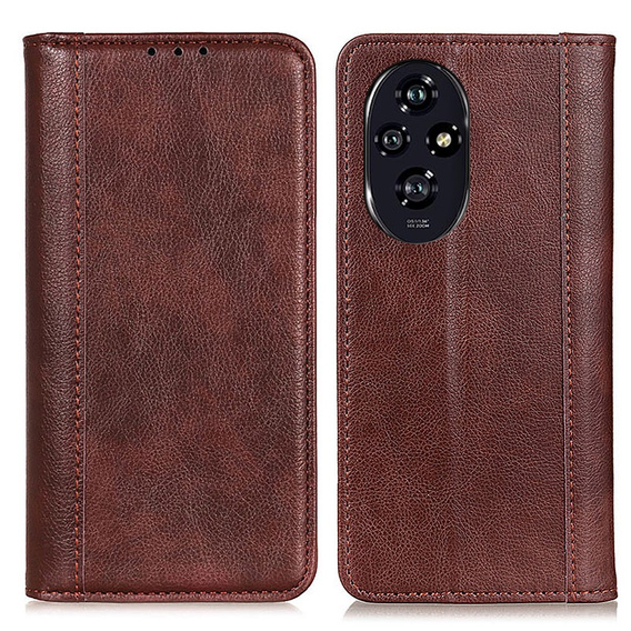 Flipové puzdro pre Honor 200 Pro 5G, Split Leather, hnedé