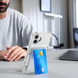 Puzdro pre iPhone 16 Plus, Card Holder Kickstand, transparentné 