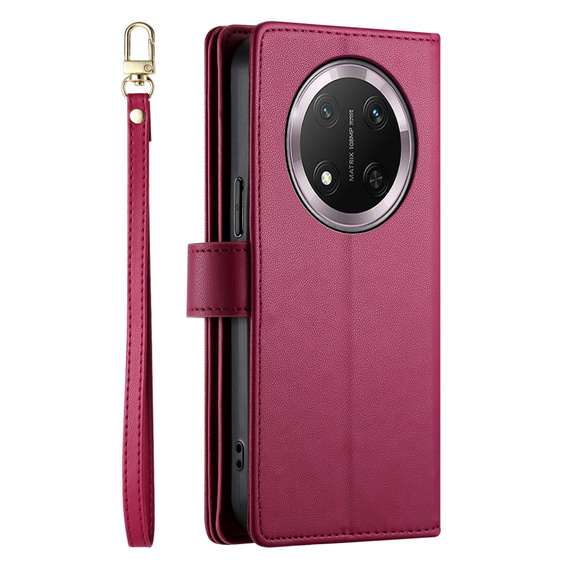Klapkové puzdro pre Honor Magic 7 Lite, Wallet Zipper Pocket, červené