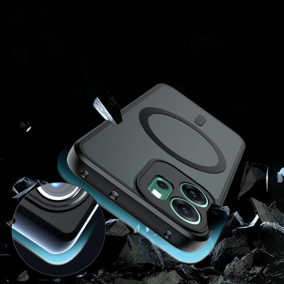 Matné puzdro pre Oppo Reno 14F, pre MagSafe, priesvitné čierne