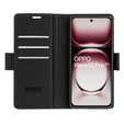 Puzdro pre Oppo Reno 12 Pro, ERBORD Glossy Litchi, flipová peňaženka, čierne