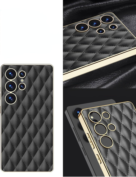 Puzdro pre Samsung Galaxy S25 Ultra, Leather Rhombus, čierne