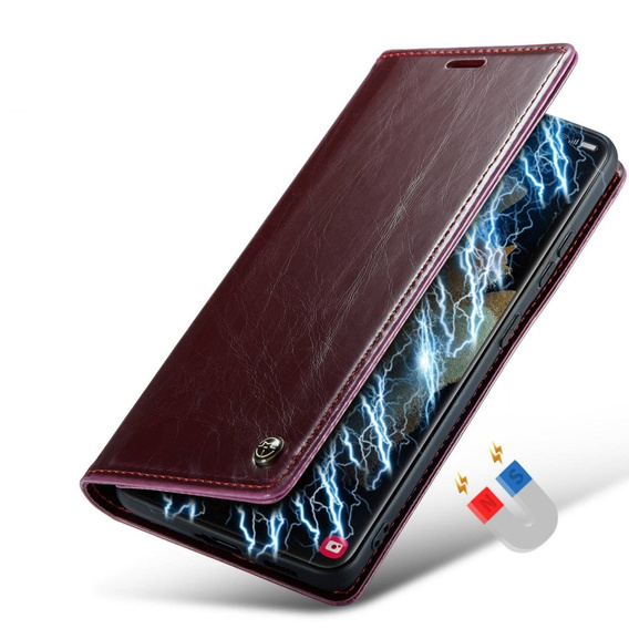 CASEME flipové puzdro pre Samsung Galaxy S21 Ultra 5G, Waxy Textured, červené