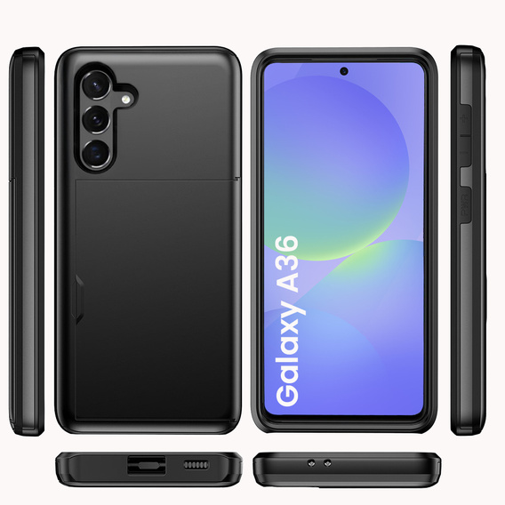 Obal na mobil pre Samsung Galaxy A36 5G, Sliding Card Holder, čierne