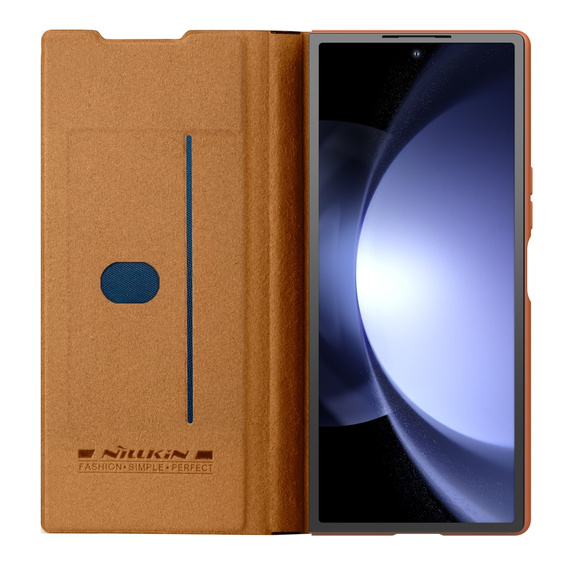 Flipové puzdro NILLKIN pre Samsung Galaxy Z Fold6 5G, CamShield Qin Pro, kožené, hnedé