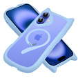 Puzdro pre iPhone 16, pre MagSafe, Cute Cat, modré + sklo na displej