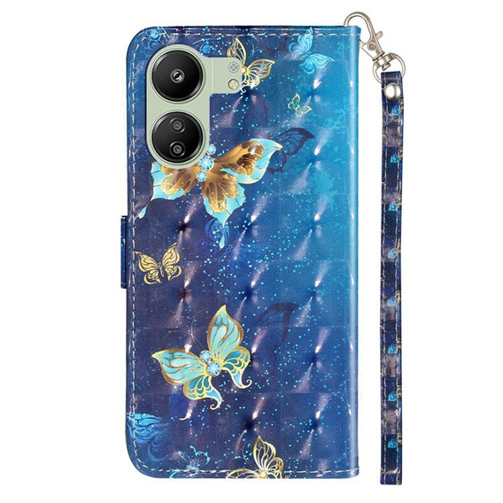 Klapkové puzdro pre Xiaomi Redmi 13C / Poco C65, Wallet, Butterflies modré