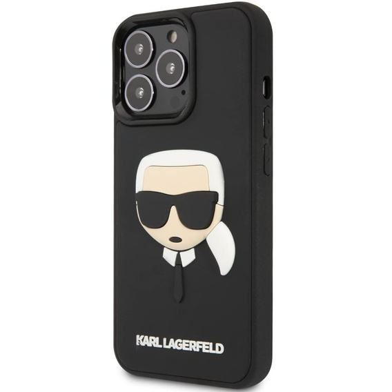 Karl Lagerfeld Obal na mobil pre iPhone 13 Pro, 3D Rubber Karl's Head, čierne