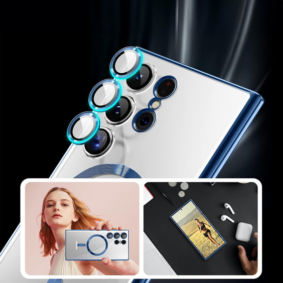 Puzdro pre Samsung Galaxy S24 Ultra, Electro MagSafe, modré+ Plné lepidlo keramické sklo