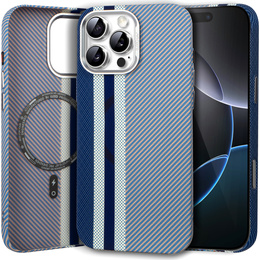 Puzdro pre iPhone 16 Pro, Carbon Fiber MagSafe, modré