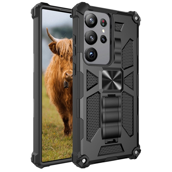 Obal na mobil pre Samsung Galaxy S23 Ultra, Armor Kickstand, čierne