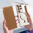 Klapkové puzdro pre Samsung Galaxy S23 Ultra, RFID Wallet MagSafe CamShield, hnedé