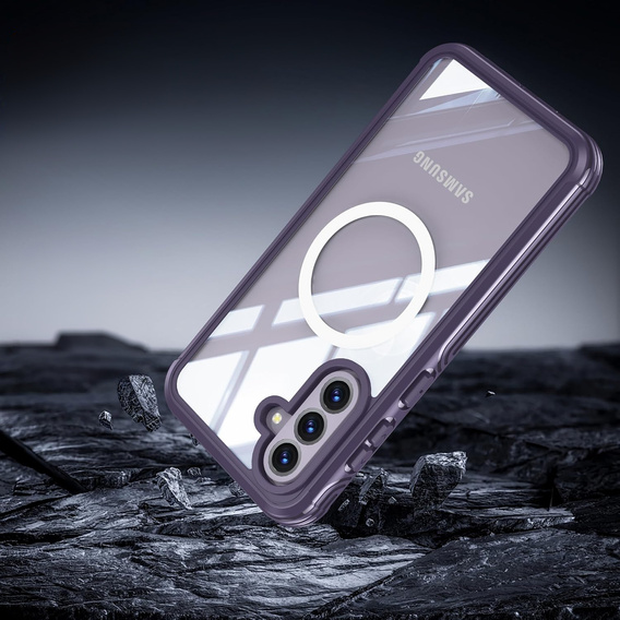 Puzdro pre Samsung Galaxy A36 / Samsung Galaxy A56, Shockproof, so sklom, pre MagSafe, fialové
