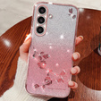 Puzdro pre Samsung Galaxy S23 FE, Glitter Flower, ružové rose gold