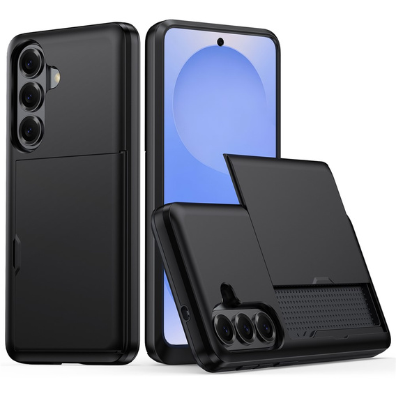 Puzdro s držiakom na karty pre Samsung Galaxy S26 Plus, čierne