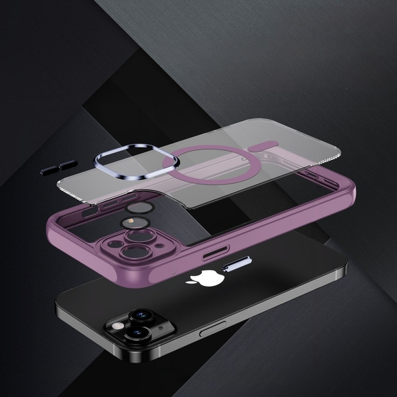 Puzdro pre iPhone 15 Plus, ERBORD Impact Guard, MagSafe, fialové