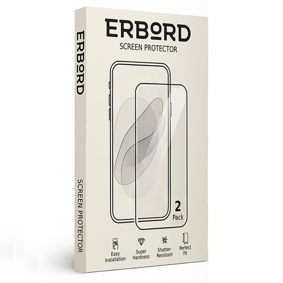 2x tvrdené sklo pre iPhone 13/13 Pro, ERBORD 3D pre celý displej