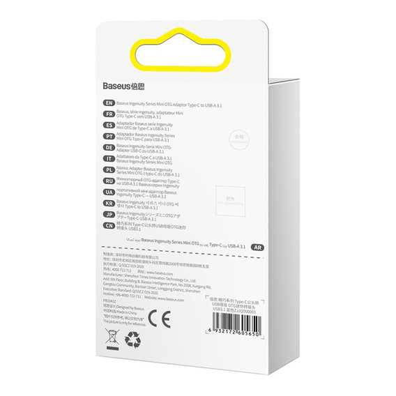 Adaptér Baseus Ingenuity USB-C na USB-A 3.1 OTG pre zariadenia s portom USB-C