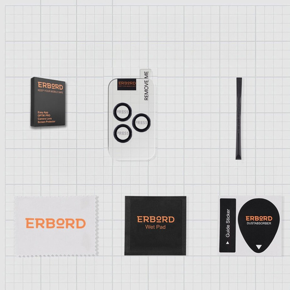 ERBORD OPTIK Pro tvrdené sklo pre fotoaparát iPhone 16 Pro / 16 Pro Max, čierne