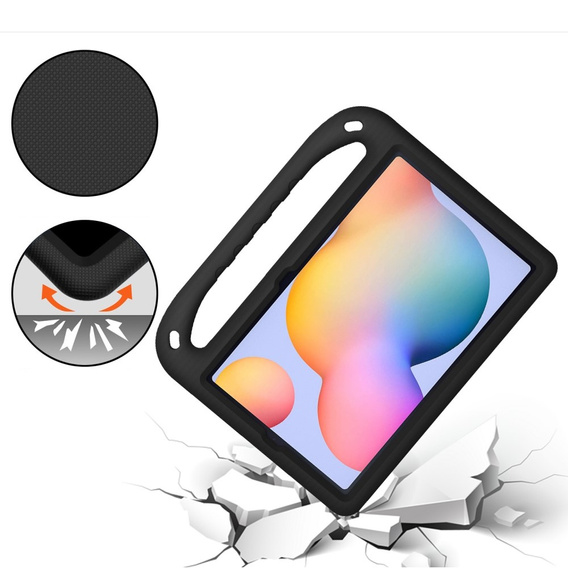 Detské puzdro pre Samsung Galaxy Tab S6 Lite 2022 / 2020, detské puzdro s rukoväťou, čierne