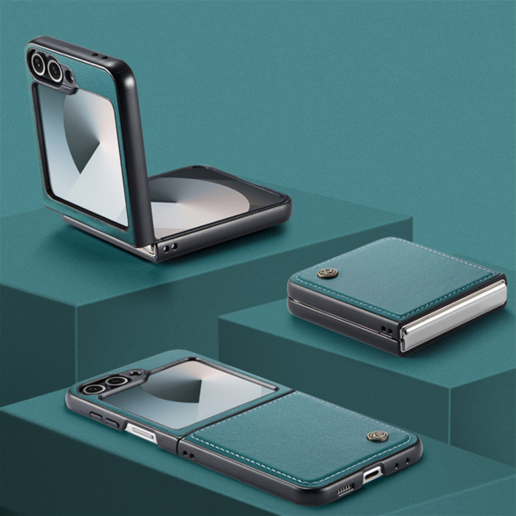 Puzdro pre Samsung Galaxy Z Flip7 FE / Z Flip6, CASEME Litchi Leather, zelený