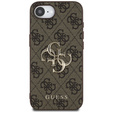 GUESS Obal na mobil pre iPhone 16E, 4G Big Metal Logo, hnedé