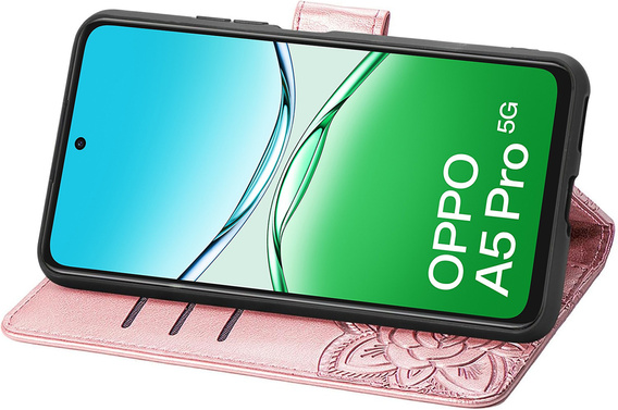 Klapkové puzdro pre Oppo A5 Pro 5G, Butterfly, ružové rose gold