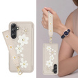 Puzdro pre Samsung Galaxy A55 5G, Leather Flower Card Slot, béžové