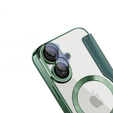 Klapkové puzdro pre iPhone 16, RFID Wallet MagSafe CamShield, zelený