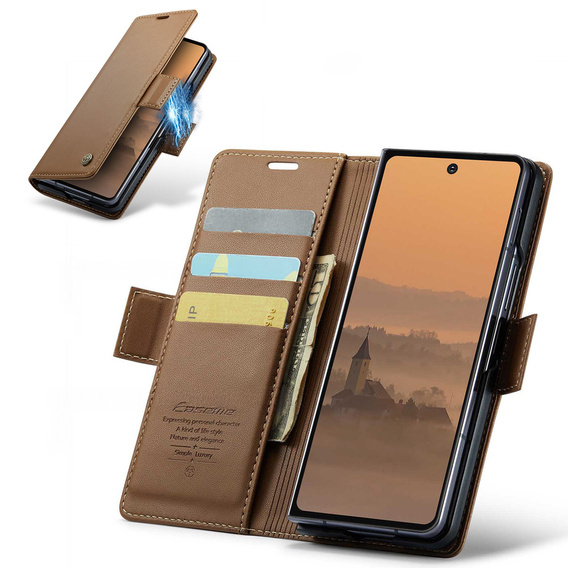 CASEME Litchi Wallet flipové puzdro pre Samsung Galaxy Z Fold7 5G