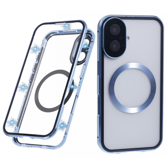 Magnetické puzdro Dual Glass MagSafe pre iPhone 16, modré